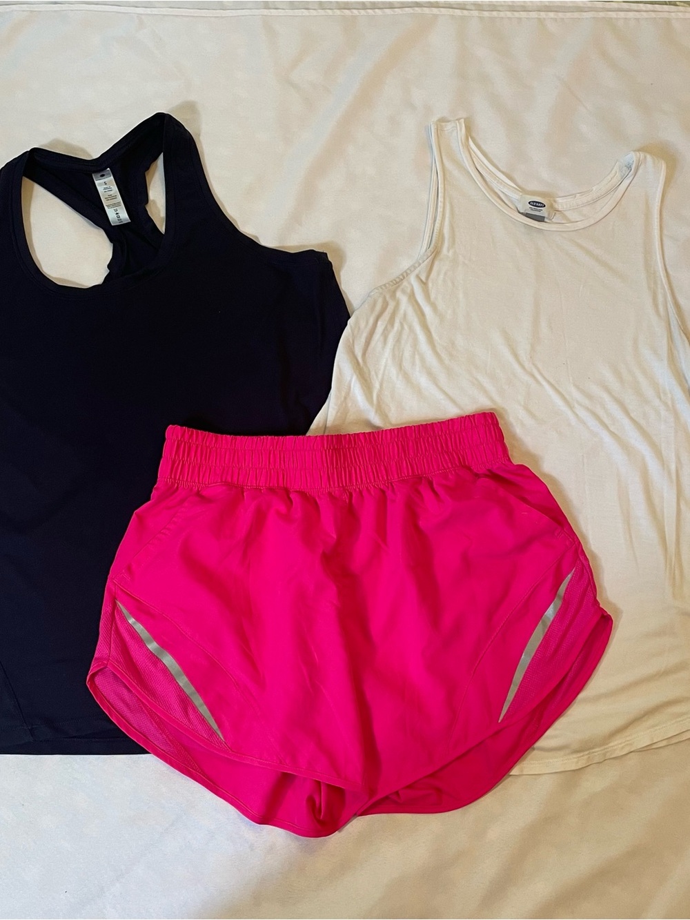 Yogalicious Navy Racerback Tank, Pink Athletic Works Shorts, Old Navy Tank, Sz S